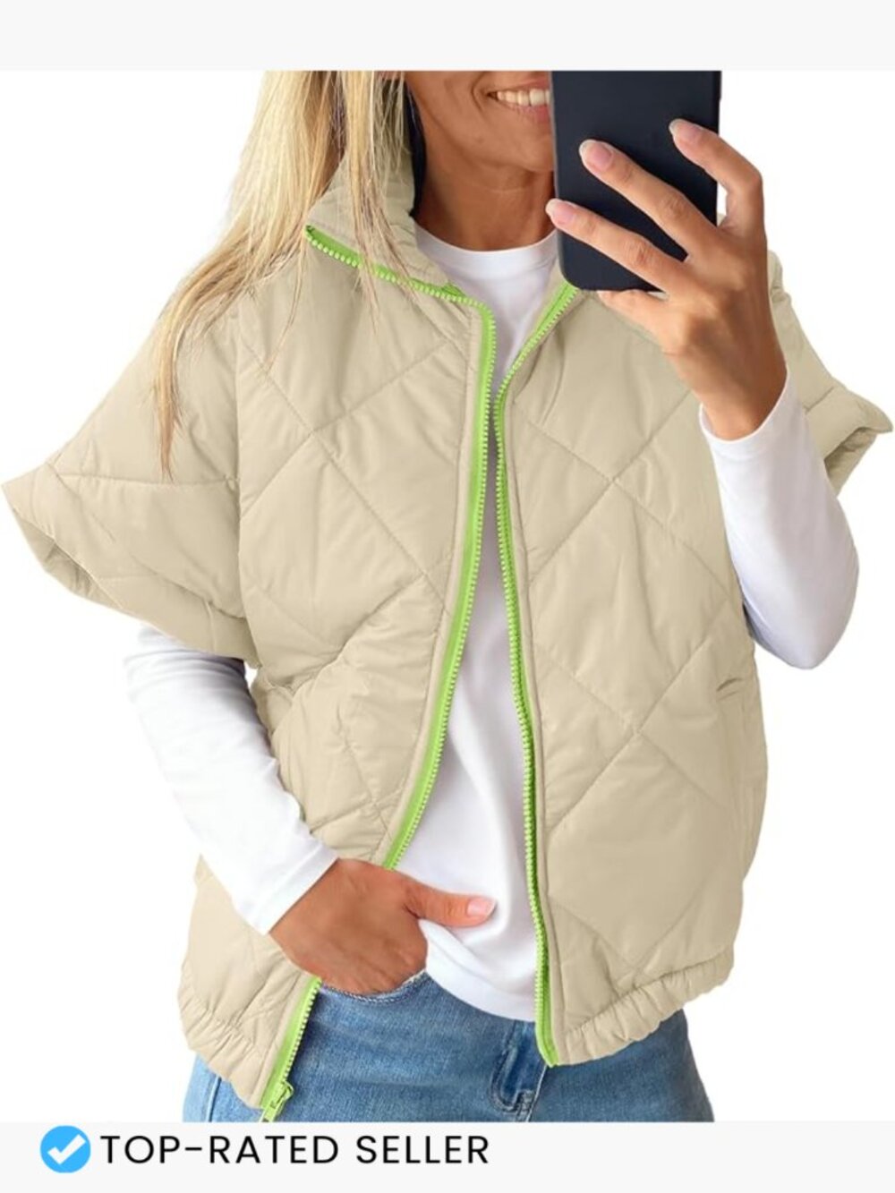 Lightweight Quilted Puffer Vest Sleeveless Zip Up Oversized Warm Layering